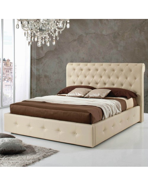 Letto una piazza e mezza con contenitore Peninsula colore crema