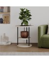 Tavolino da Salotto Grova 50x50 cm con Piano Forato Porta Piante in Cashmere e Metallo Nero