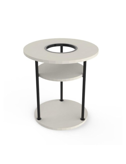 Tavolino da Salotto Grova 50x50 cm con Piano Forato Porta Piante in Cashmere e Metallo Nero