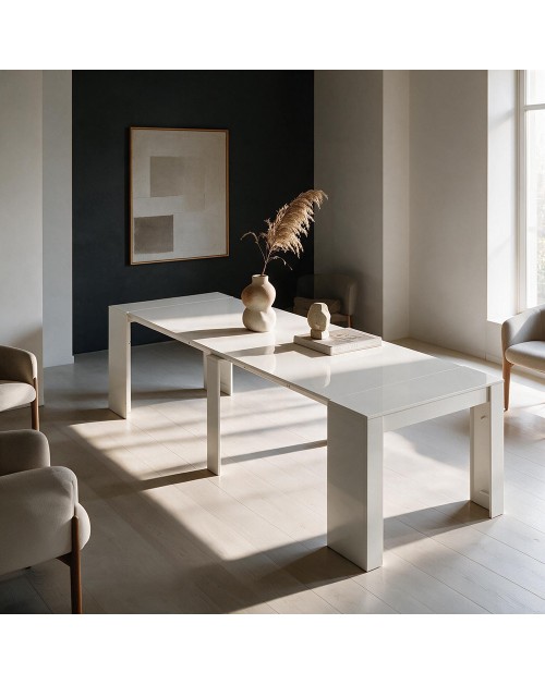 Consolle allungabile Ofelia 90x50x76h cm colore bianco lucido