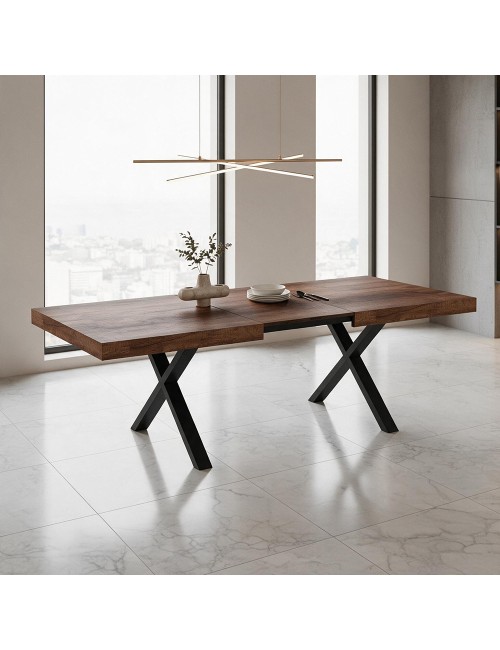 Tavolo allungabile England con piano in MDF noce e gambe nere 180x100x76H