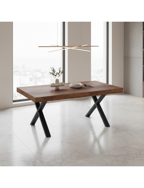 Tavolo allungabile England con piano in MDF noce e gambe nere 180x100x76H