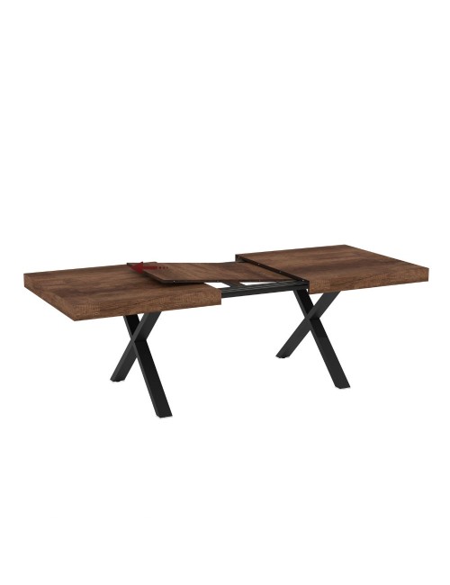Tavolo allungabile England con piano in MDF noce e gambe nere 180x100x76H
