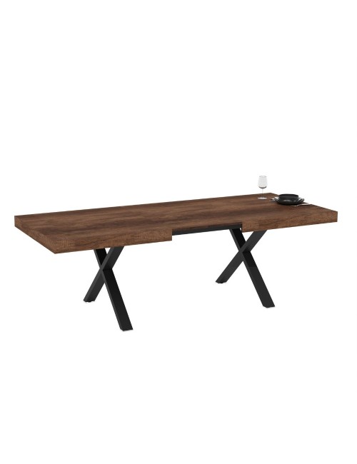 Tavolo allungabile England con piano in MDF noce e gambe nere 180x100x76H