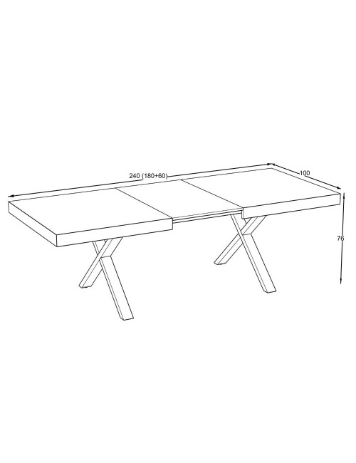 Tavolo allungabile England con piano in MDF noce e gambe nere 180x100x76H