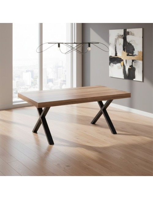 Tavolo allungabile England con piano in MDF quercia e gambe nere 180x100x76H
