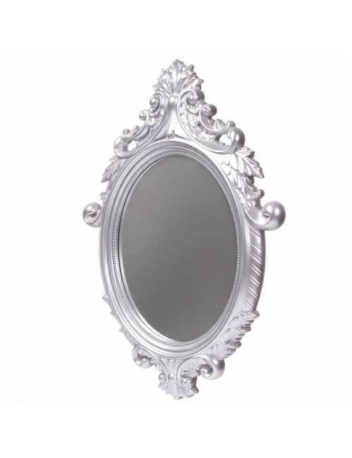 Specchio Decorativo Ovale MR8360 da Parete 60x81 cm con Cornice Barocca Silver