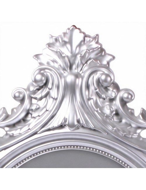 Specchio Decorativo Ovale MR8360 da Parete 60x81 cm con Cornice Barocca Silver