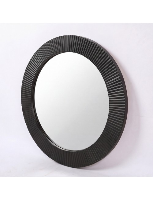Specchio Decorativo Rotondo MR6043 da Parete 51x51 cm con Cornice Plissettata Nera