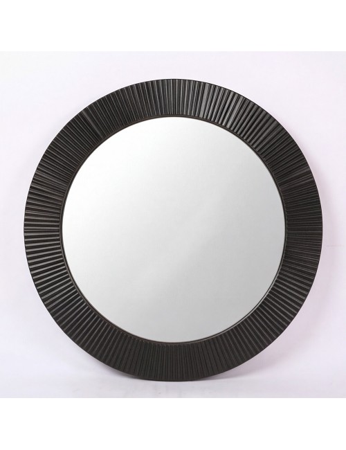 Specchio Decorativo Rotondo MR6043 da Parete 51x51 cm con Cornice Plissettata Nera