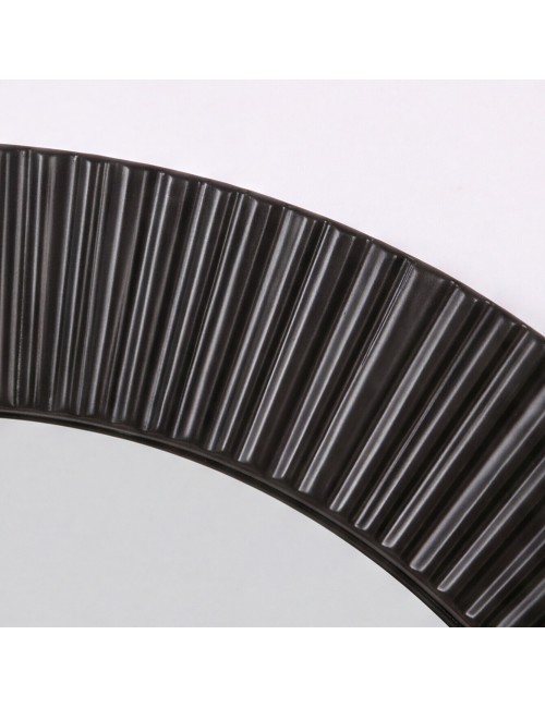 Specchio Decorativo Rotondo MR6043 da Parete 51x51 cm con Cornice Plissettata Nera
