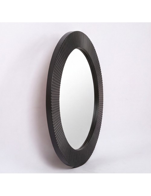 Specchio Decorativo Rotondo MR6043 da Parete 51x51 cm con Cornice Plissettata Nera