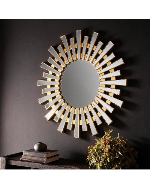 Specchio Decorativo Rotondo MRTDYY20217GOLD da Parete 55x55 cm Oro a Raggiera