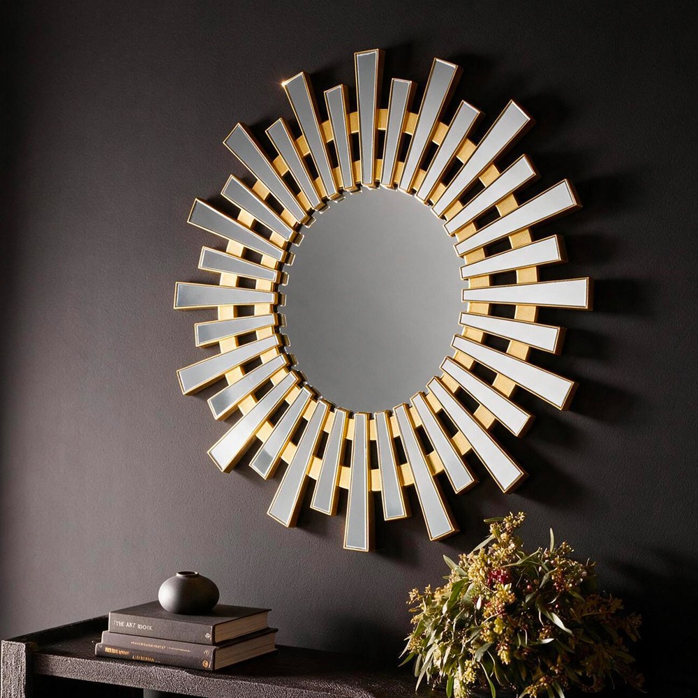 Specchio Decorativo Rotondo MRTDYY20217GOLD da Parete 55x55 cm Oro a Raggiera