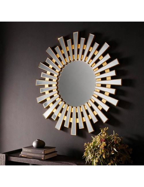 Specchio Decorativo Rotondo MRTDYY20217GOLD da Parete 55x55 cm Oro a Raggiera