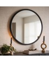 Specchio Decorativo Rotondo MR005 da Parete 60x60 cm con Cornice Nera