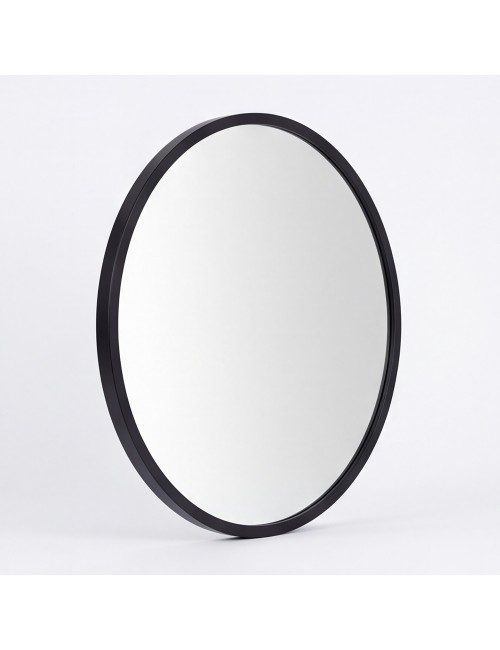 Specchio Decorativo Rotondo MR005 da Parete 60x60 cm con Cornice Nera