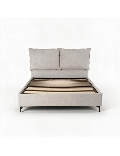 Letto Matrimoniale Vogue con Contenitore in Tessuto Grigio Chiaro – Eleganza e Comfort con Cuscini Imbottiti