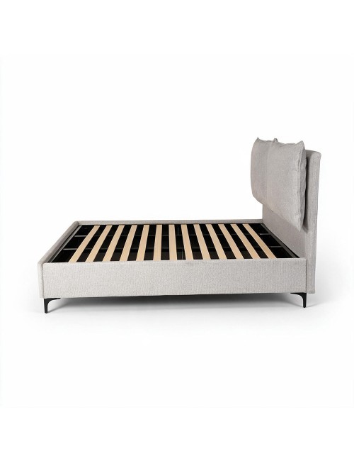 Letto Matrimoniale Vogue con Contenitore in Tessuto Grigio Chiaro – Eleganza e Comfort con Cuscini Imbottiti