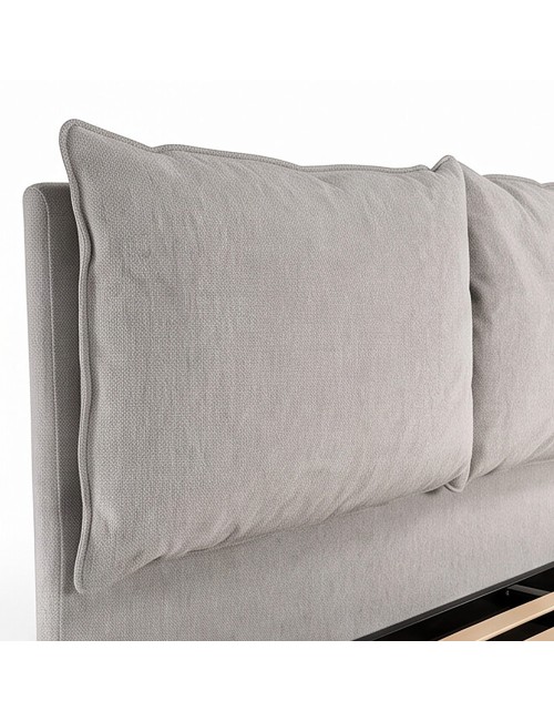 Letto Matrimoniale Vogue con Contenitore in Tessuto Grigio Chiaro – Eleganza e Comfort con Cuscini Imbottiti