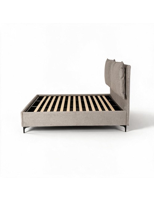 Letto Matrimoniale Vogue con Contenitore in Tessuto Tortora – Eleganza e Comfort con Cuscini Imbottiti