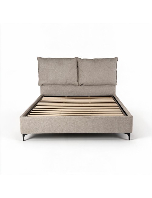 Letto Matrimoniale Vogue con Contenitore in Tessuto Tortora – Eleganza e Comfort con Cuscini Imbottiti