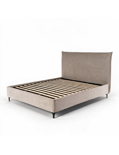 Letto Matrimoniale Line con Contenitore in Tessuto Tortora – Stile Moderno e Praticità Salvaspazio