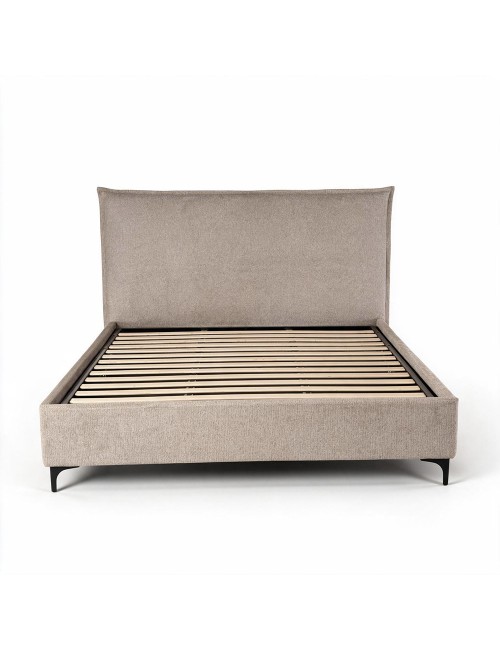 Letto Matrimoniale Line con Contenitore in Tessuto Tortora – Stile Moderno e Praticità Salvaspazio