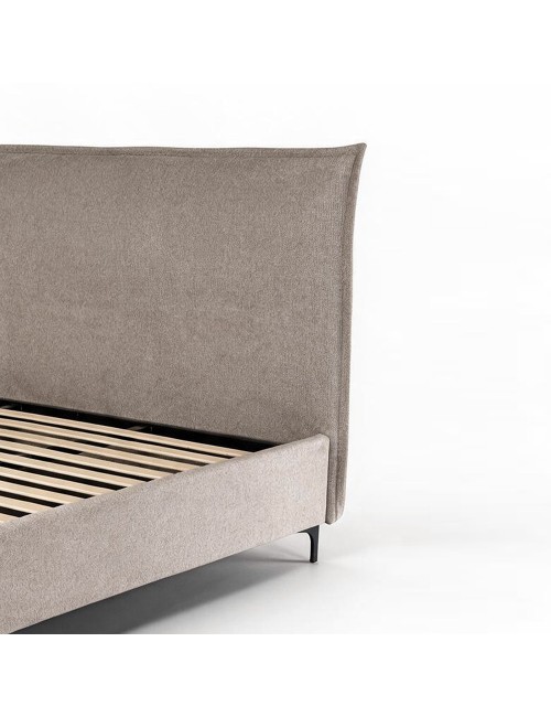 Letto Matrimoniale Line con Contenitore in Tessuto Tortora – Stile Moderno e Praticità Salvaspazio