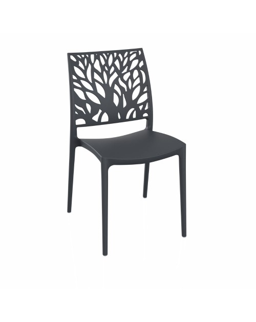 Set 4 Sedie in polipropilene schienale intagliato forma di albero Tree colore grigio metal