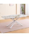 Tavolo girevole allungabile piano ceramica effetto marmo arabesque bianco lucido Astrid 140x90x76H