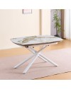Tavolo girevole allungabile piano ceramica effetto marmo arabesque bianco lucido Astrid 140x90x76H