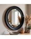 Specchio Decorativo Rotondo MR512 da Parete 45x45 cm Nero con Bordo Interno Perlinato