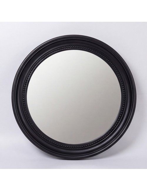 Specchio Decorativo Rotondo MR512 da Parete 45x45 cm Nero con Bordo Interno Perlinato