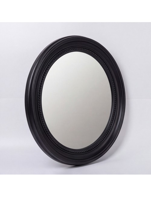 Specchio Decorativo Rotondo MR512 da Parete 45x45 cm Nero con Bordo Interno Perlinato