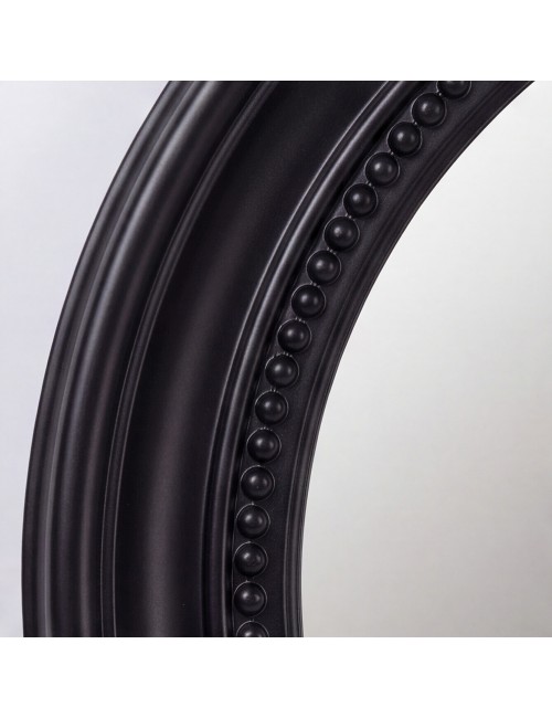 Specchio Decorativo Rotondo MR512 da Parete 45x45 cm Nero con Bordo Interno Perlinato