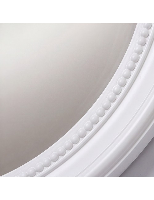 Specchio Decorativo Rotondo MR512 da Parete 45x45 cm Bianco con Bordo Interno Perlinato