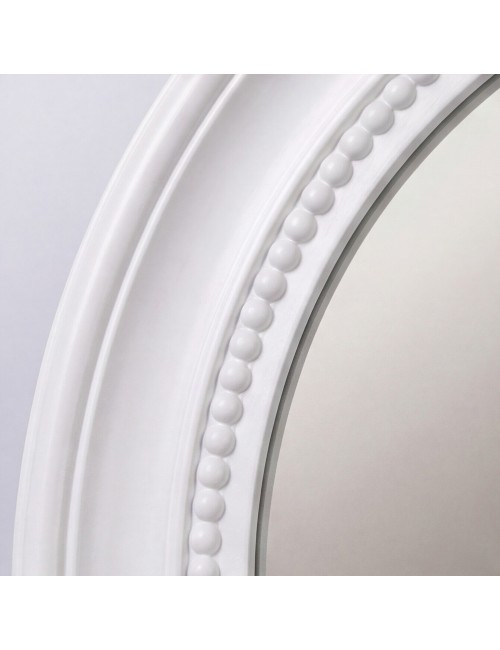 Specchio Decorativo Rotondo MR512 da Parete 45x45 cm Bianco con Bordo Interno Perlinato