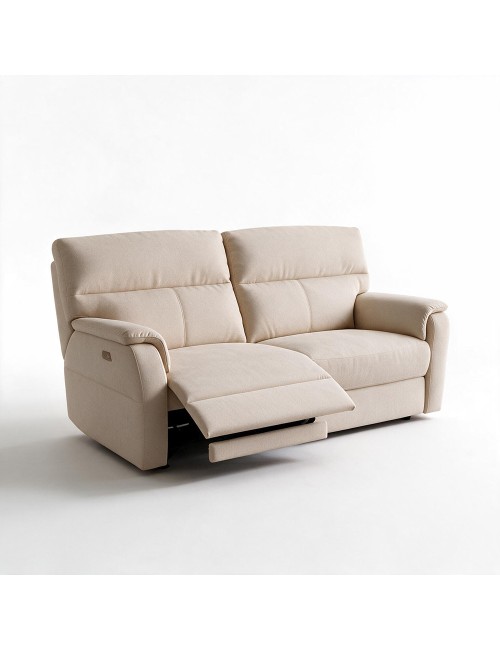 Divano Relax 3 Posti Alice con 2 Recliner Elettrici in Tessuto Idrorepellente Beige