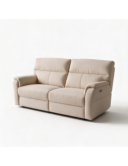 Divano Relax 3 Posti Alice con 2 Recliner Elettrici in Tessuto Idrorepellente Beige