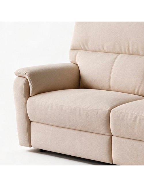 Divano Relax 3 Posti Alice con 2 Recliner Elettrici in Tessuto Idrorepellente Beige