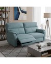 Divano Relax 3 Posti Alice con 2 Recliner Elettrici in Tessuto Idrorepellente Azzurro