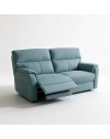 Divano Relax 3 Posti Alice con 2 Recliner Elettrici in Tessuto Idrorepellente Azzurro