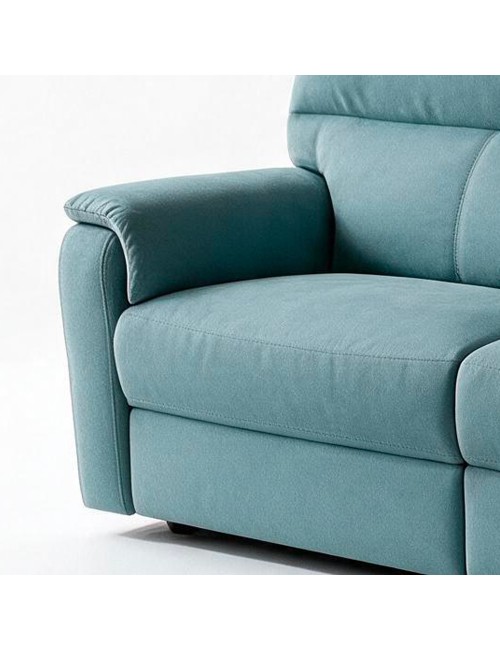 Divano Relax 3 Posti Alice con 2 Recliner Elettrici in Tessuto Idrorepellente Azzurro