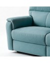 Divano Relax 3 Posti Alice con 2 Recliner Elettrici in Tessuto Idrorepellente Azzurro