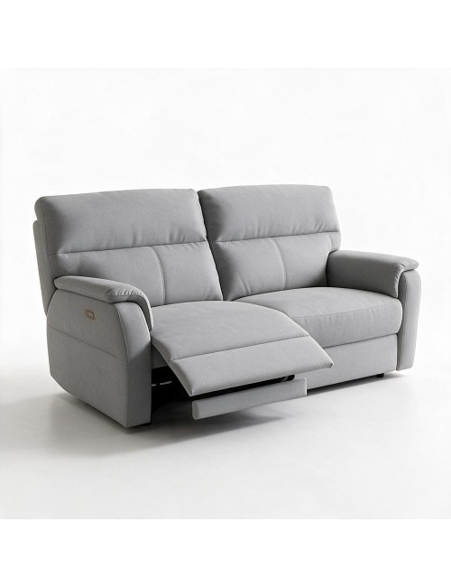 Divano Relax 3 Posti Alice con 2 Recliner Elettrici in Tessuto Idrorepellente Grigio