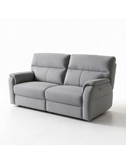 Divano Relax 3 Posti Alice con 2 Recliner Elettrici in Tessuto Idrorepellente Grigio