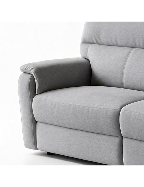 Divano Relax 3 Posti Alice con 2 Recliner Elettrici in Tessuto Idrorepellente Grigio