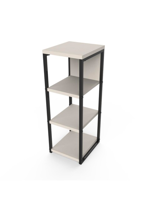 Tavolino da Salotto Comen27 4 Ripiani Cashmere e Struttura Metallo Nero
