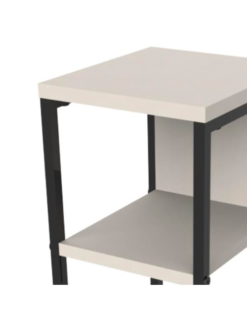 Tavolino da Salotto Comen27 4 Ripiani Cashmere e Struttura Metallo Nero
